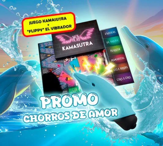 Promo Combo Chorros de amor - JUEGO DE MESA KAMASUTRA SEX PLAY + FLIPPY EL VIBRADOR