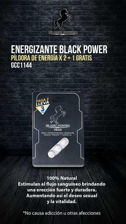 Energizante Black Power Pills x 2 + 1 Gratis