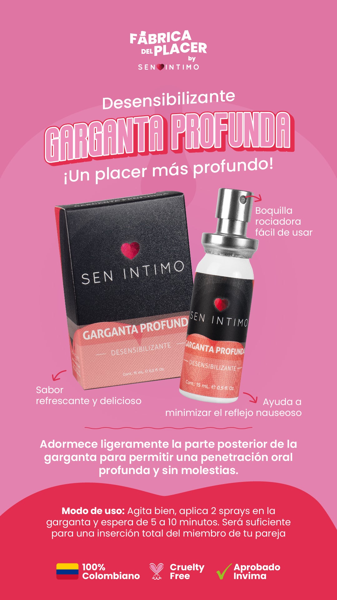 Garganta Profunda Desensibilizante para Sexo Oral x 15 ml by Sen întimo