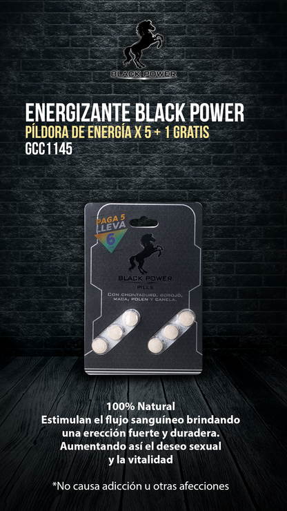 Energizante Black Power Pills x 5 + 1 Gratis